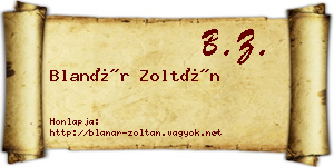 Blanár Zoltán névjegykártya