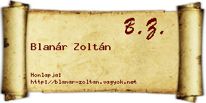 Blanár Zoltán névjegykártya